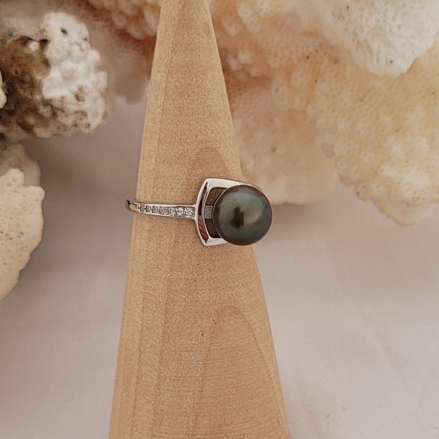 Bague argent 925 avec Zircons et perle de Tahiti – Image 6
