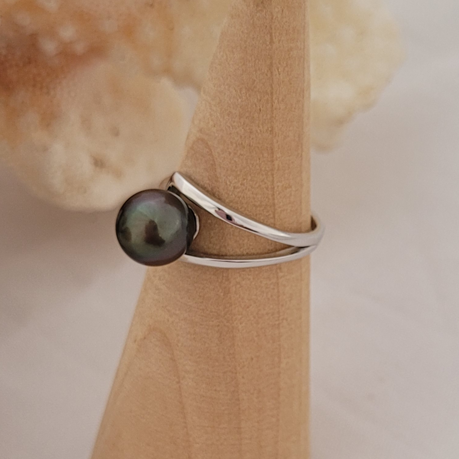 Bague argent 925 avec Zircons et perle de Tahiti – Image 9