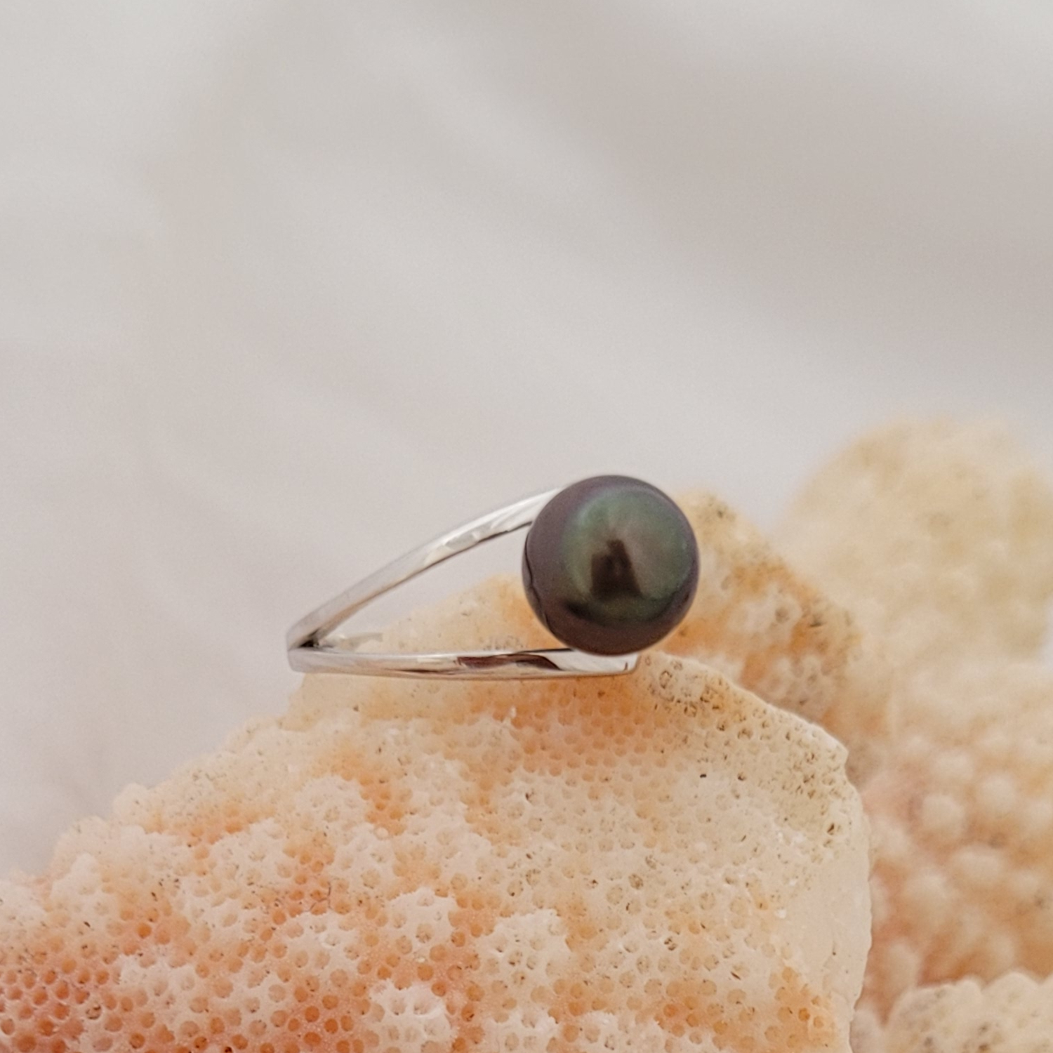 Bague argent 925 avec Zircons et perle de Tahiti – Image 4