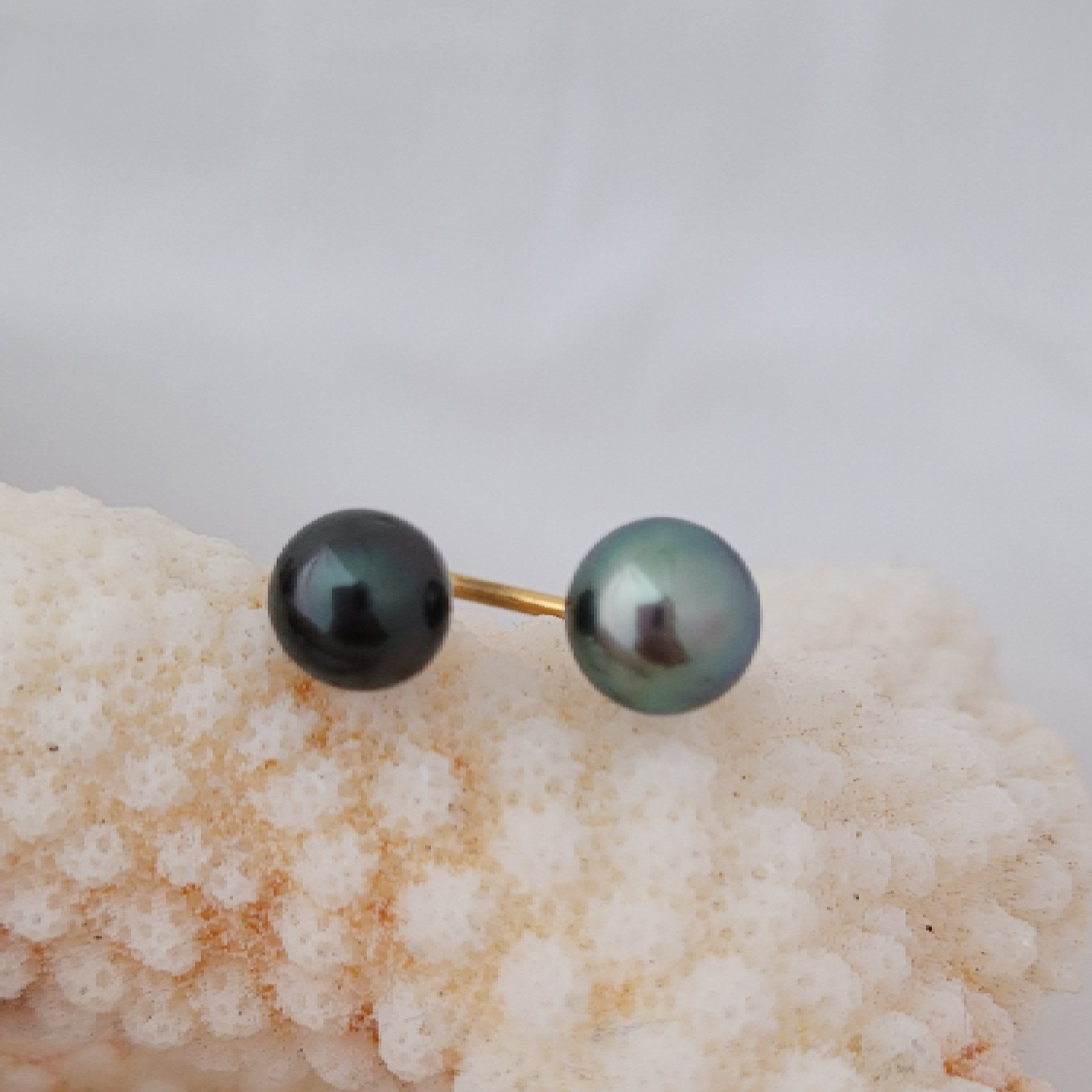 Bague Duo en acier inoxydable doré - 2 perles de Tahiti – Image 7