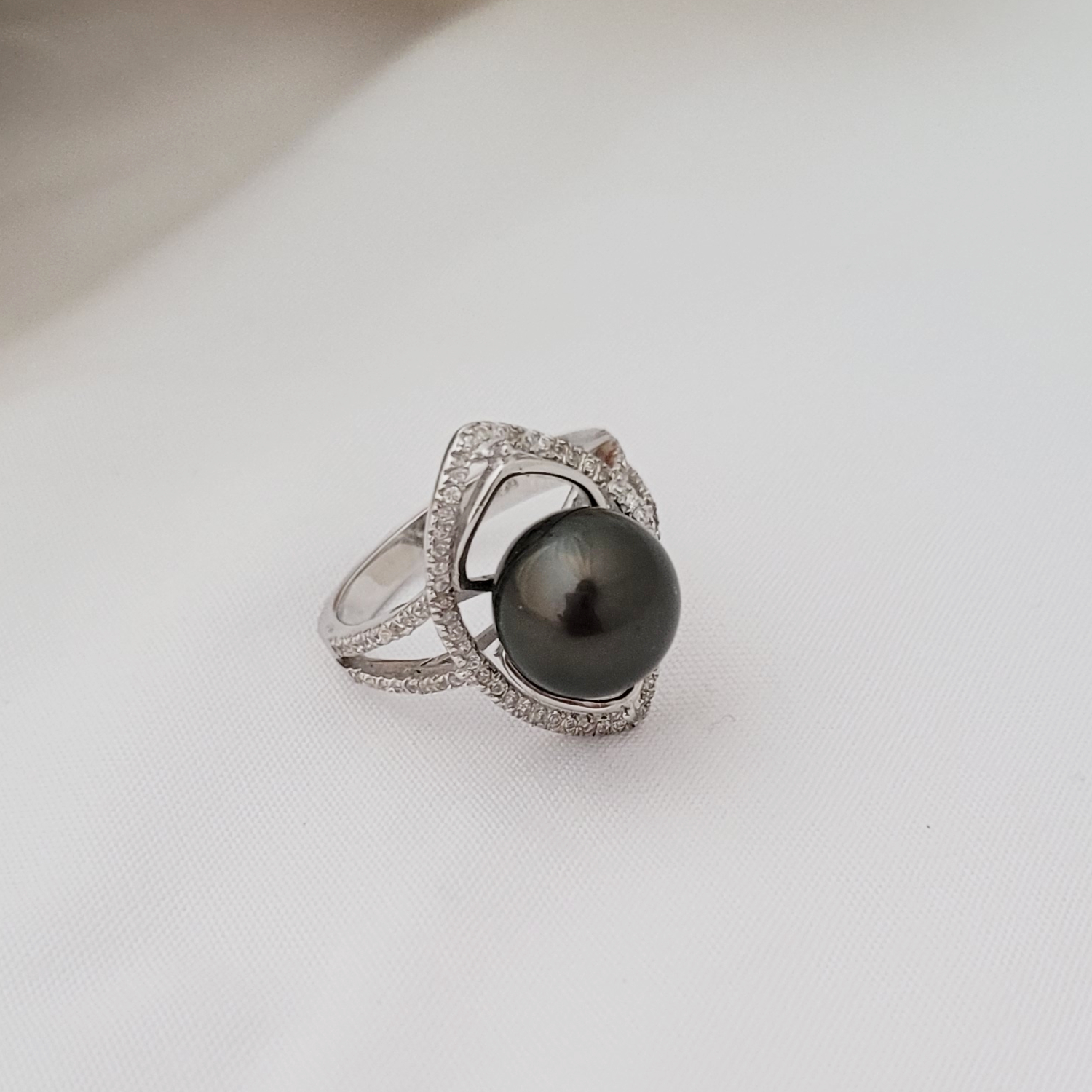 Bague argent 925 oeil de Zircons et perle de Tahiti – Image 4