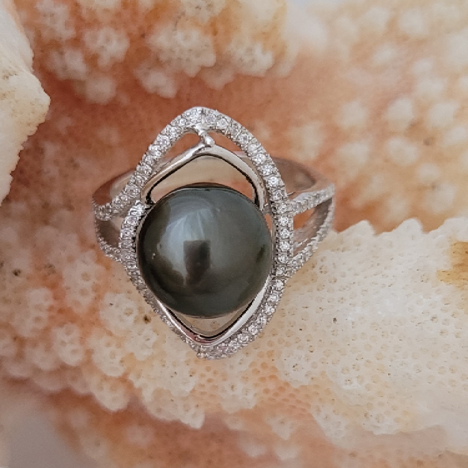 Bague argent 925 oeil de Zircons et perle de Tahiti – Image 15