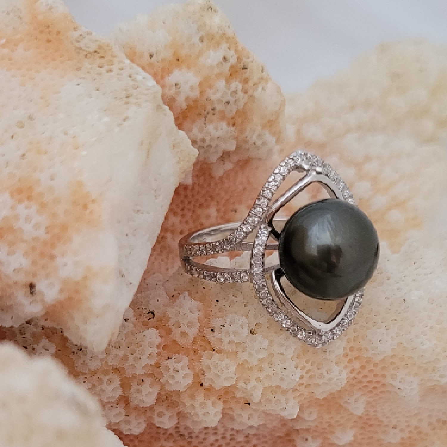 Bague argent 925 oeil de Zircons et perle de Tahiti – Image 9