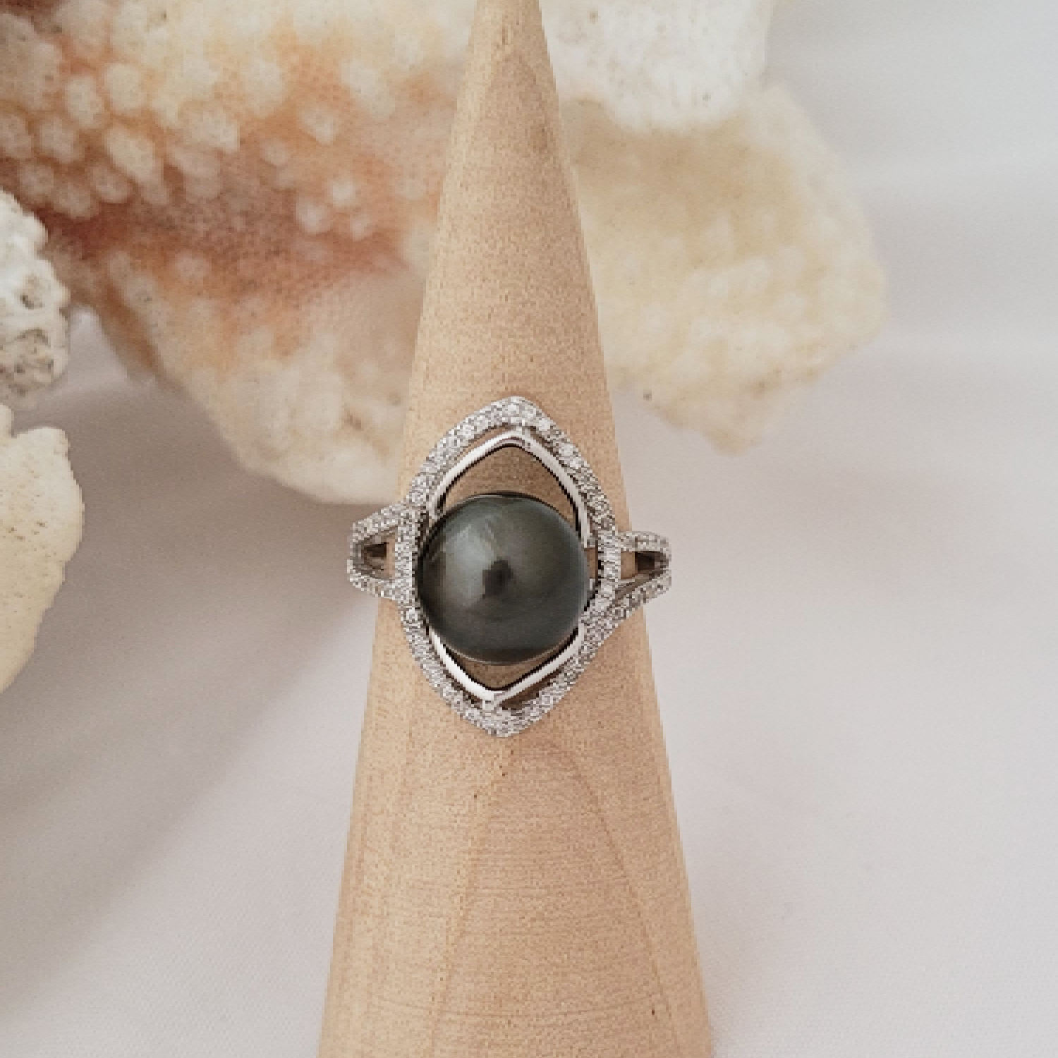 Bague argent 925 oeil de Zircons et perle de Tahiti – Image 18