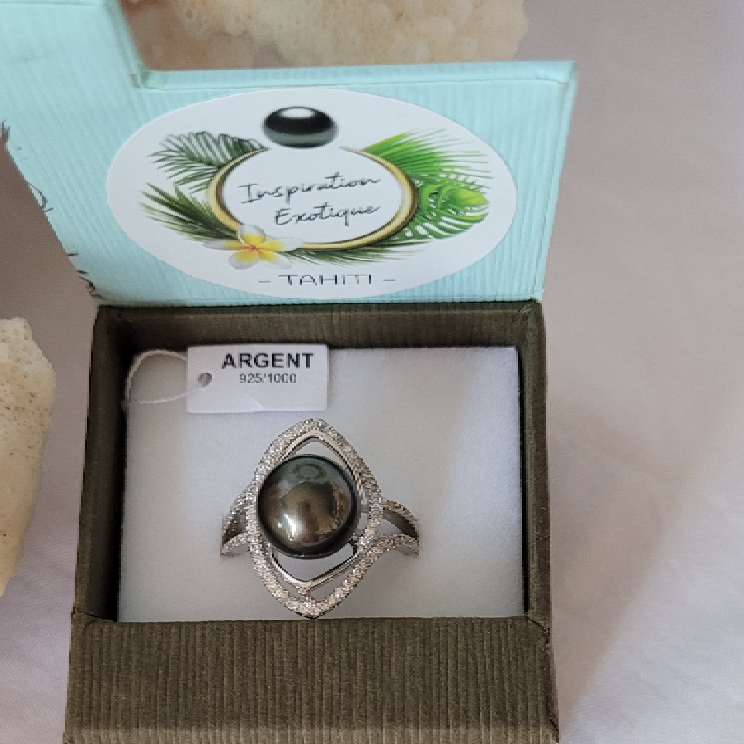 Bague argent 925 oeil de Zircons et perle de Tahiti – Image 14