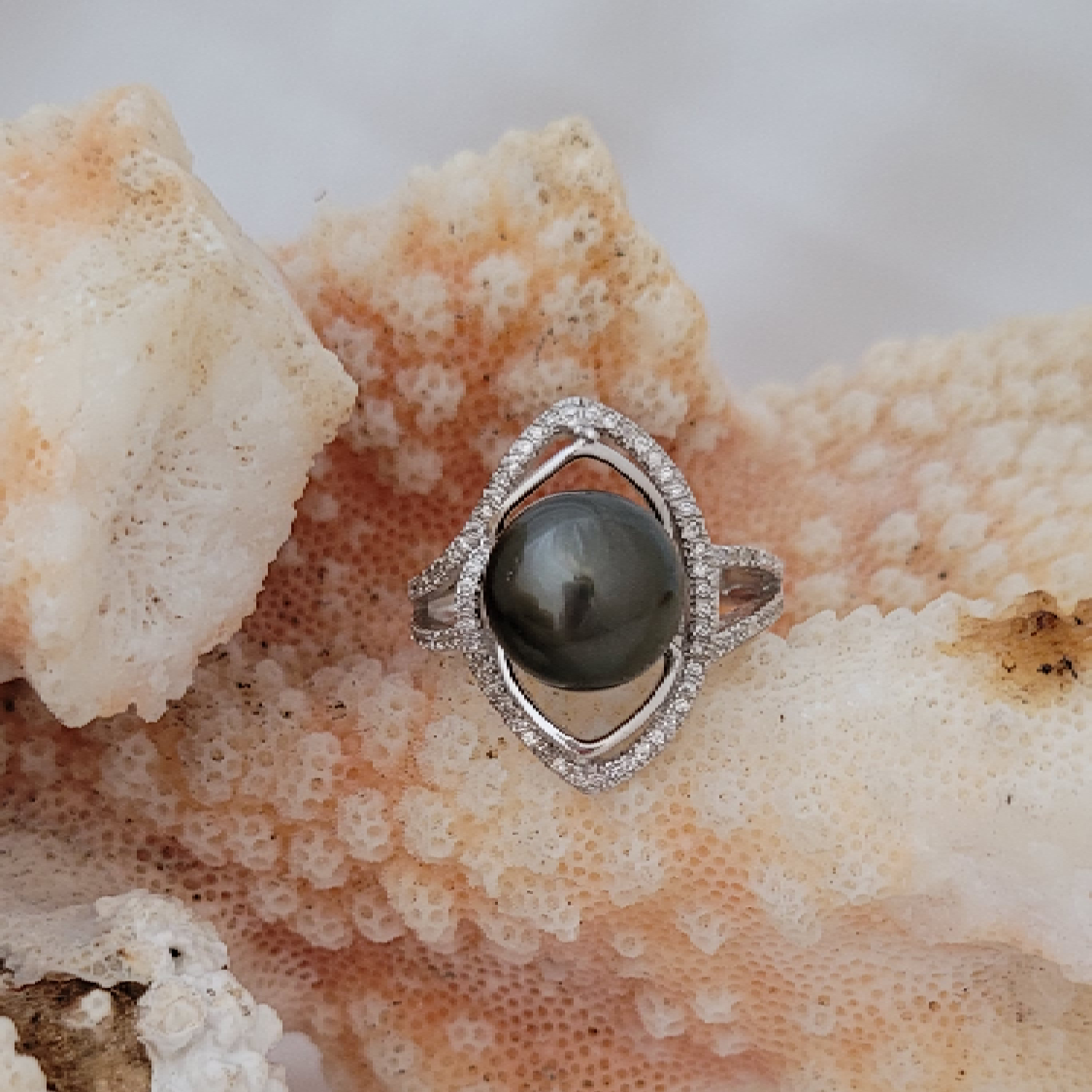 Bague argent 925 oeil de Zircons et perle de Tahiti – Image 17