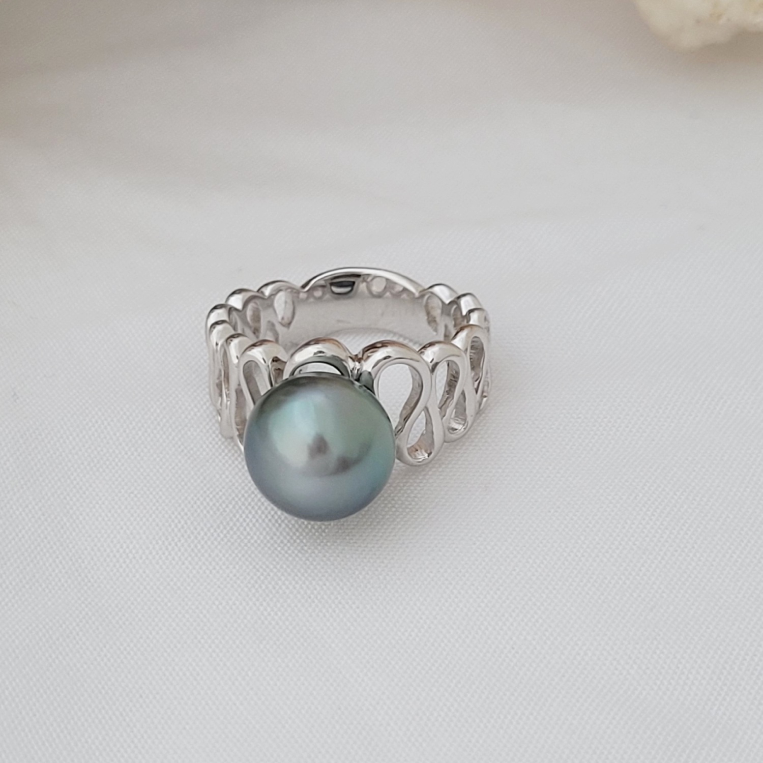 Bague argent 925 arabesque et perle de Tahiti – Image 14