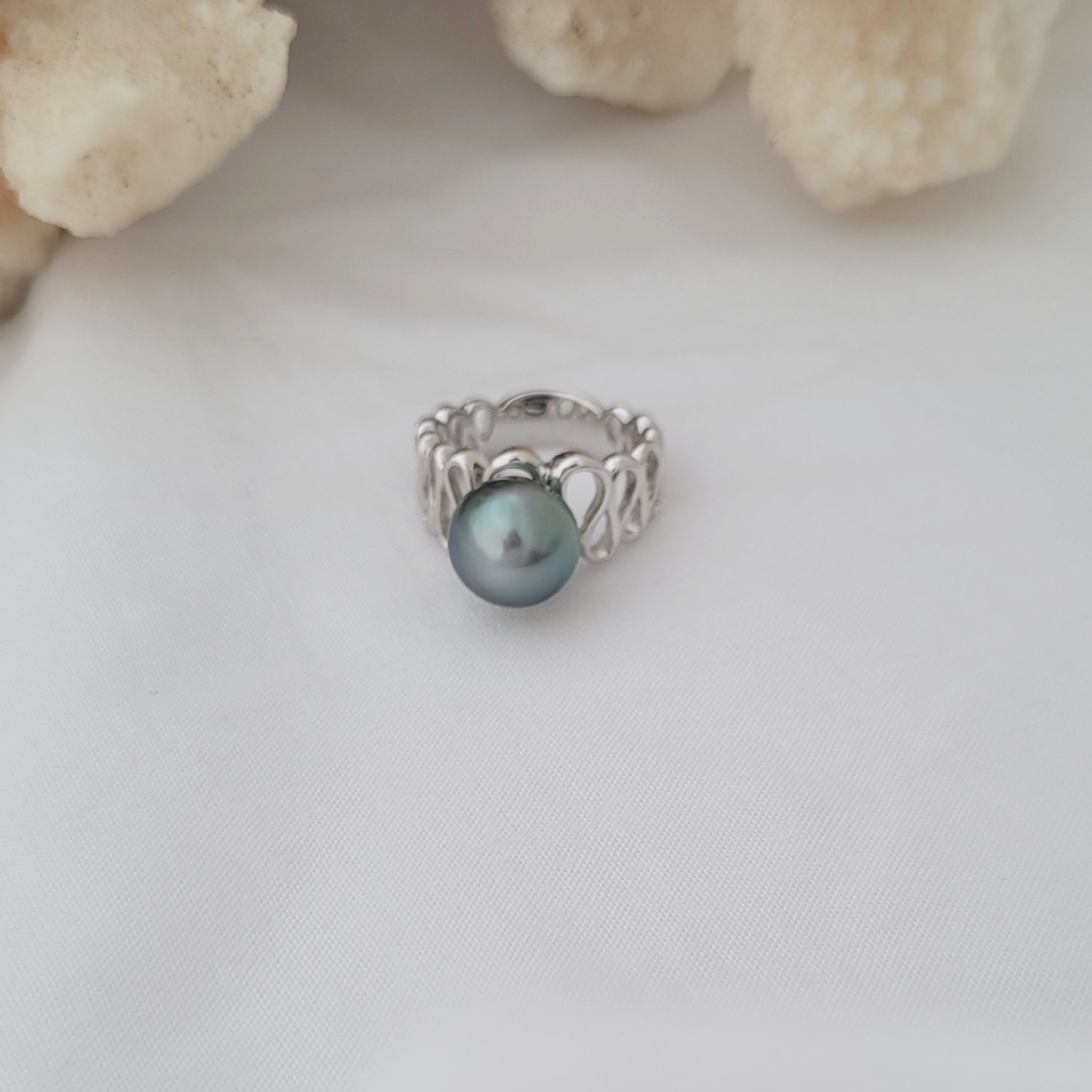 Bague argent 925 arabesque et perle de Tahiti – Image 16