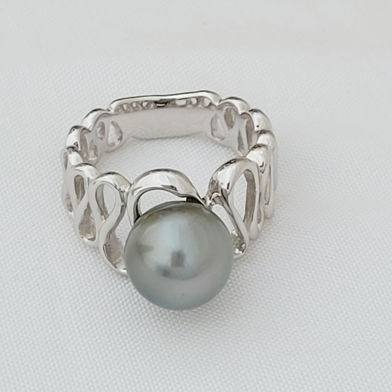 Bague argent 925 arabesque et perle de Tahiti – Image 8