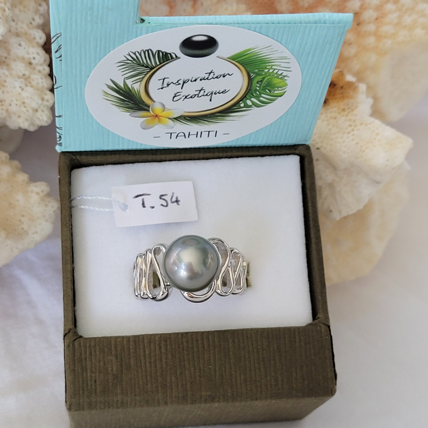 Bague argent 925 arabesque et perle de Tahiti – Image 11