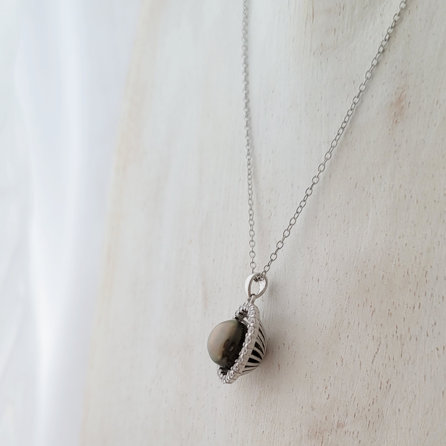 Collier en argent 925 demi-sphère avec perle de Tahiti – Image 7