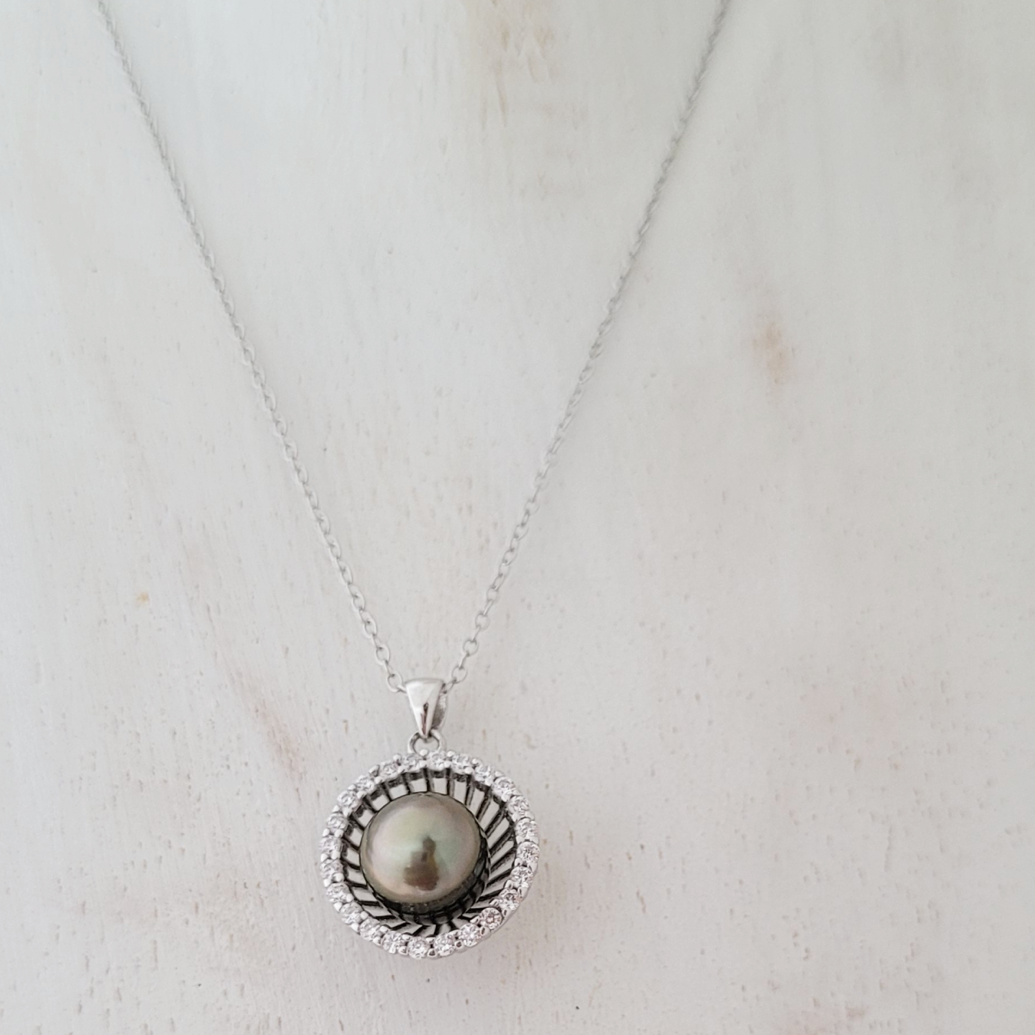 Collier en argent 925 demi-sphère avec perle de Tahiti – Image 2
