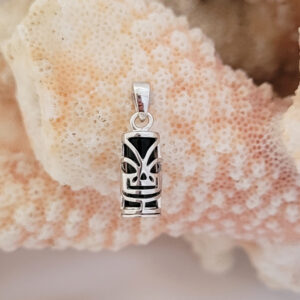 Pendentif Tiki en argent 925 rhodié PM