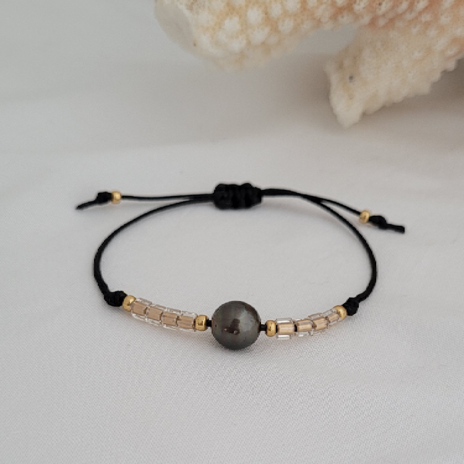 Bracelet "Signature" avec perle de Tahiti et perles Miyuki