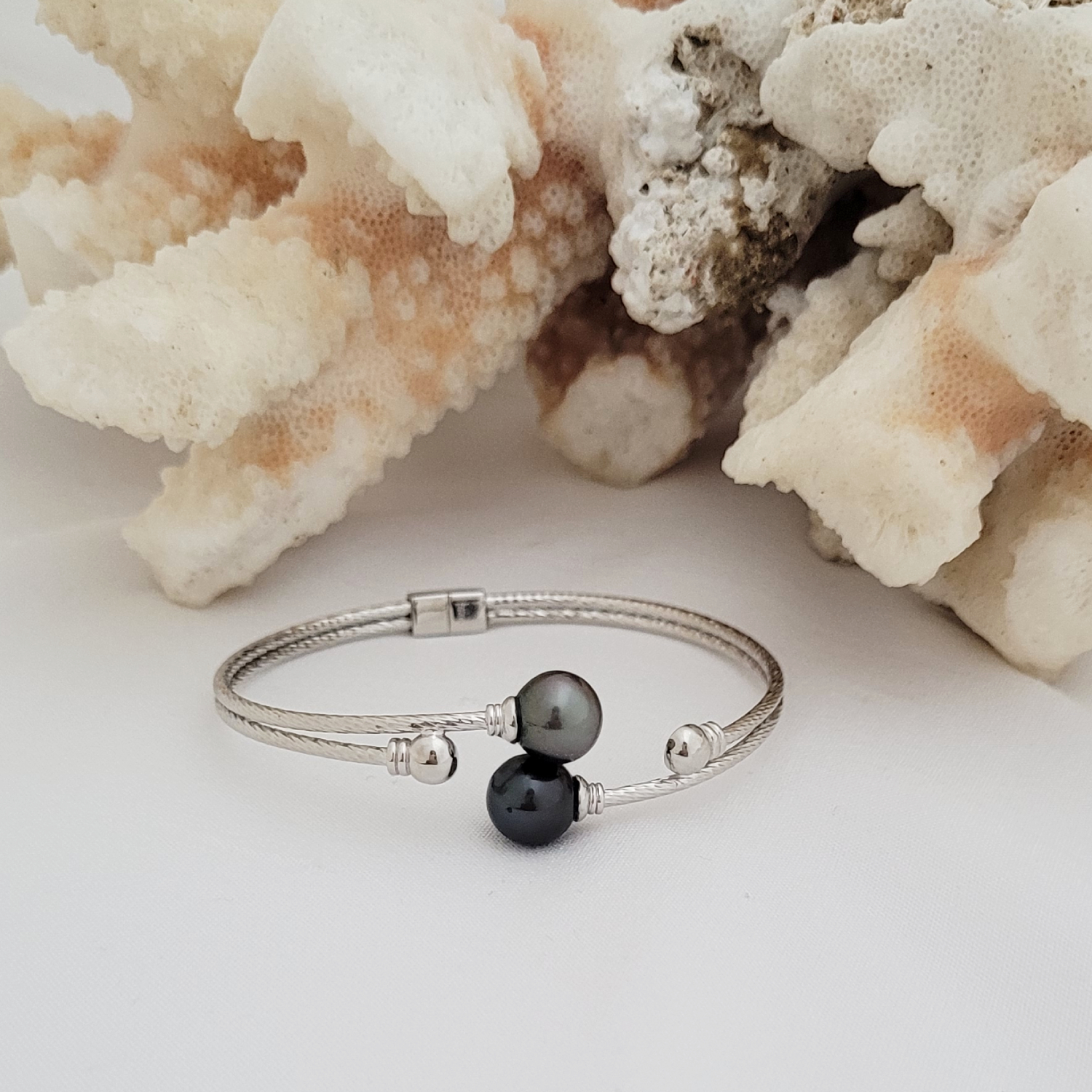 Bracelet Jonc en Argent 925 et Perles de Tahiti - Élégance et Raffinement – Image 7