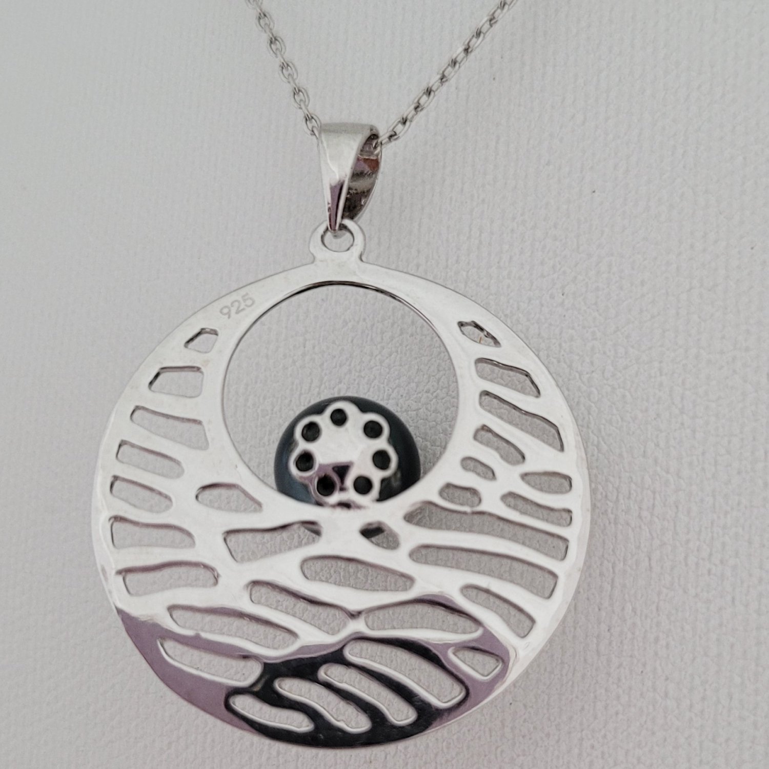 Collier en argent 925 avec pendentif ajouré et perle de Tahiti – Image 6