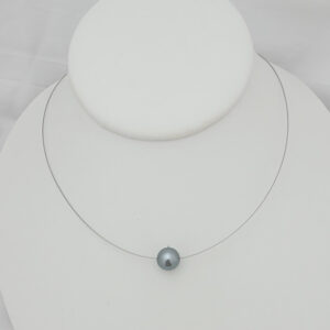 Collier câble gainé avec perle de Tahiti - Bijou élégant et tendance