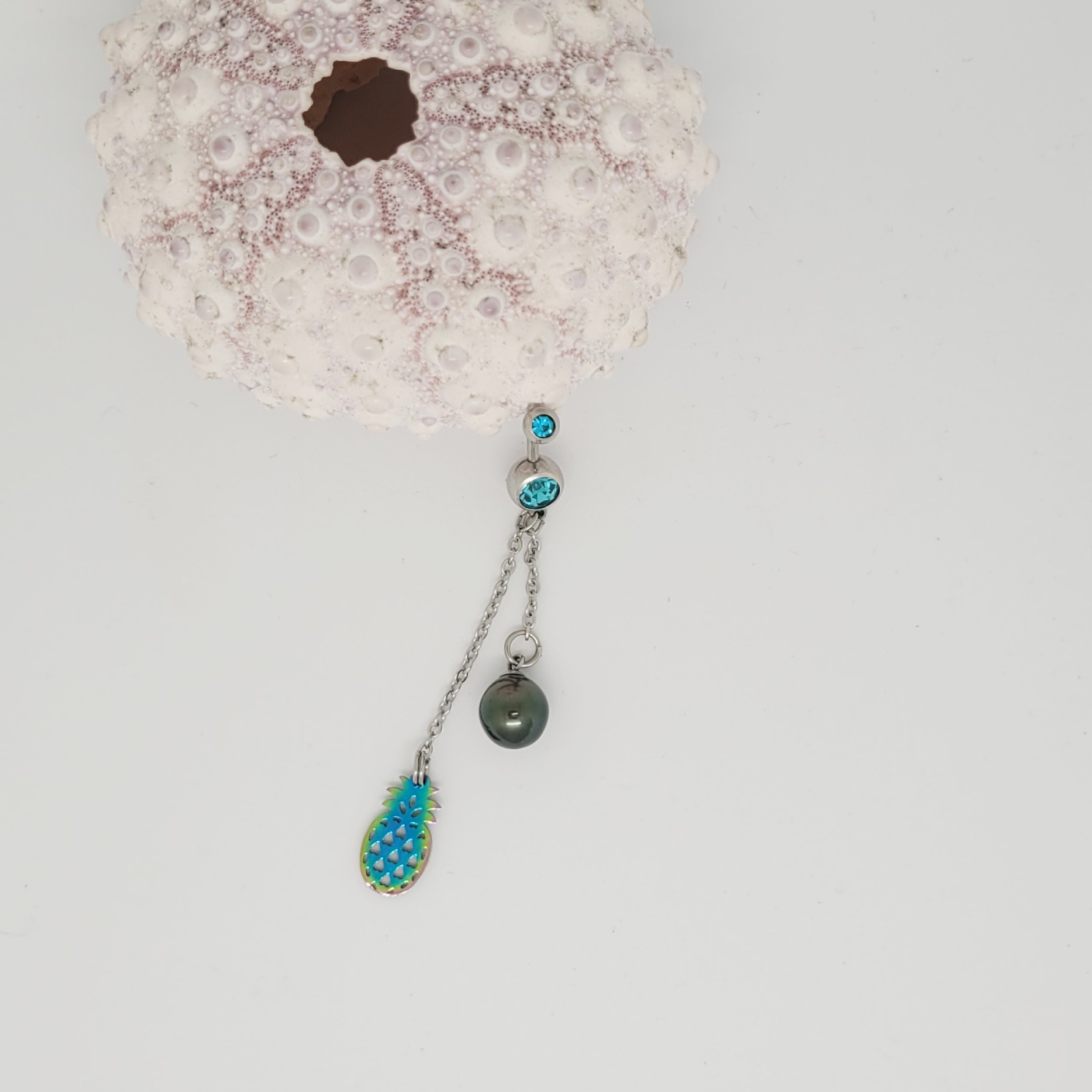 Piercing nombril pendant avec perle de Tahiti – Image 2