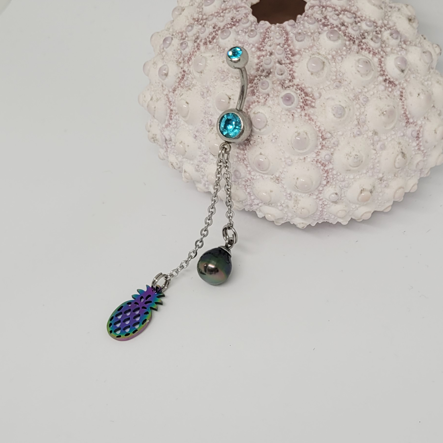 Piercing nombril pendant avec perle de Tahiti – Image 7