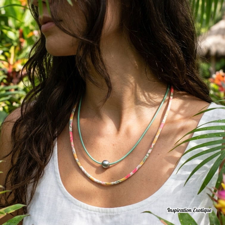 2-en-1 bracelet/collier perle de Tahiti