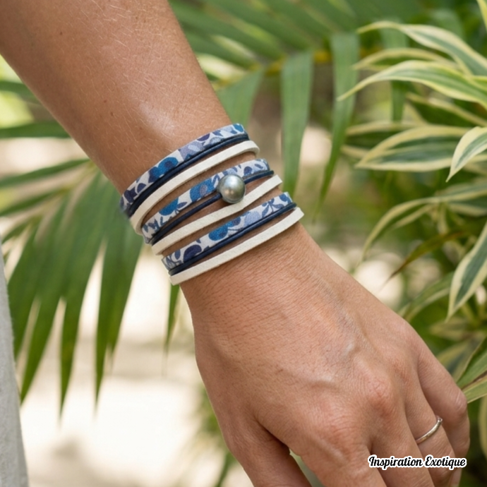 2-en-1 bracelet/collier perle de Tahiti