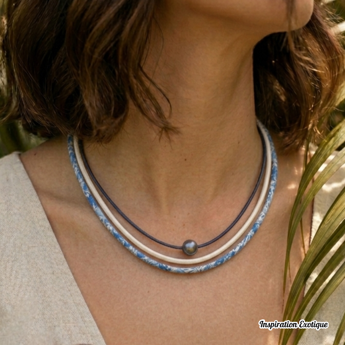 2-en-1 bracelet/collier perle de Tahiti