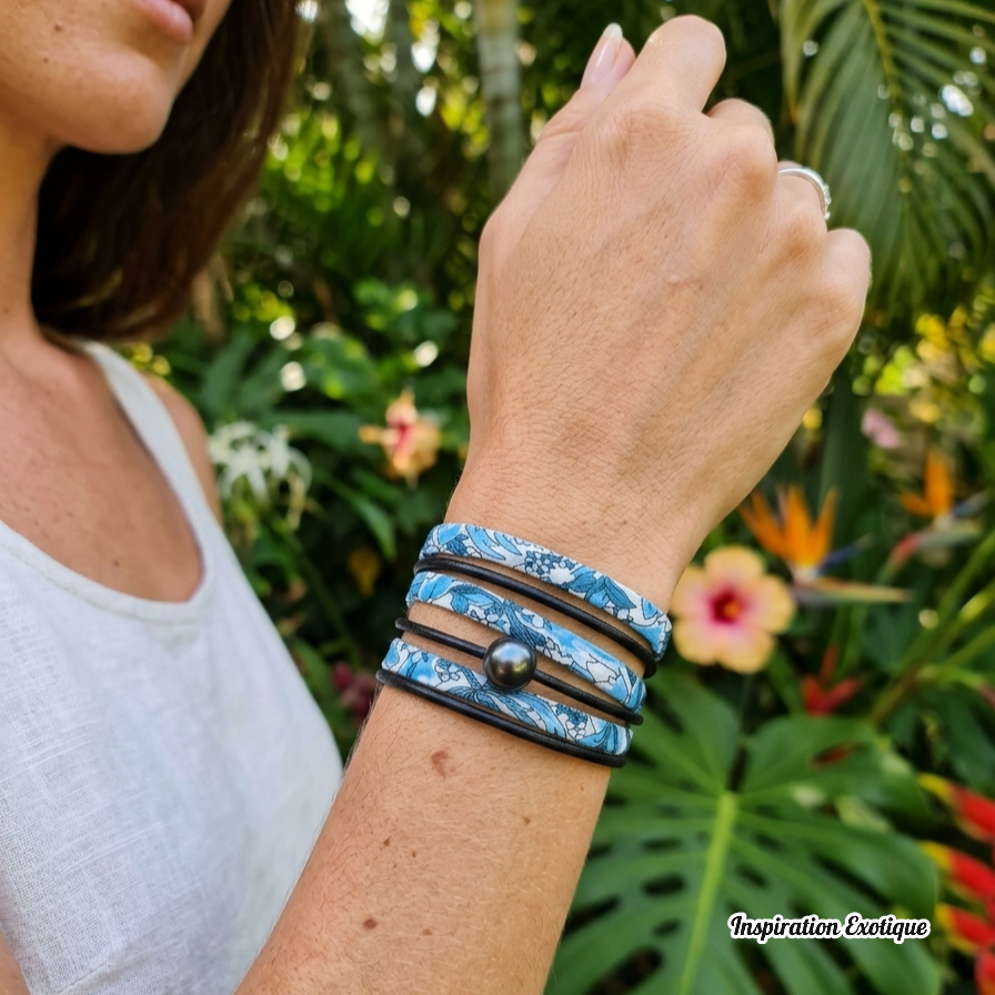 2-en-1 bracelet/collier perle de Tahiti