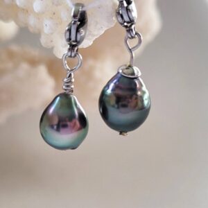 Charm mousqueton avec perle de Tahiti