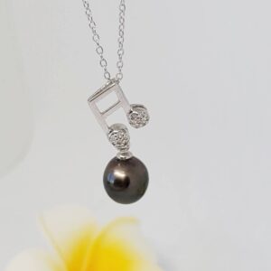 Pendentif "note de musique" en argent 925 avec perle de Tahiti