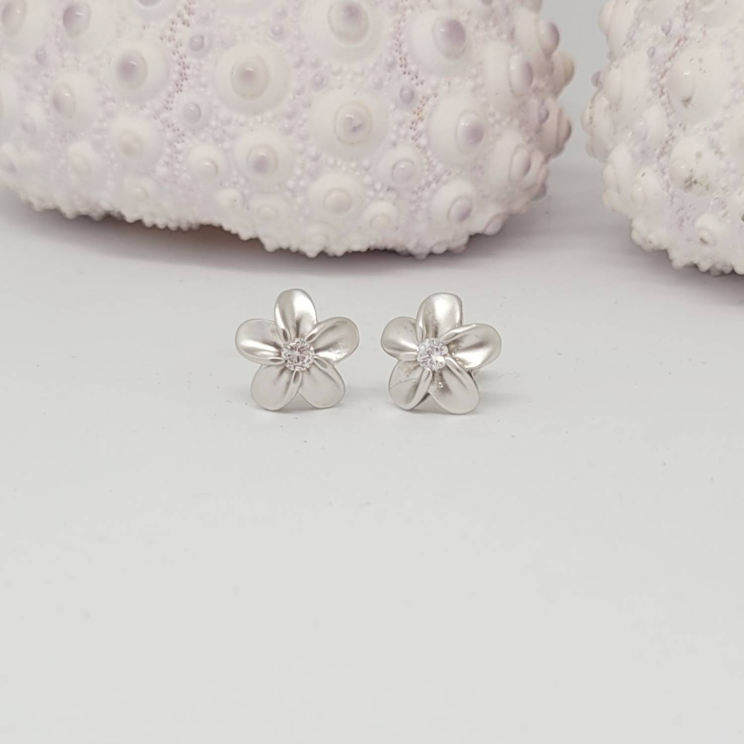Boucles d'oreilles clous en argent 925 "Tiare" avec Zircons