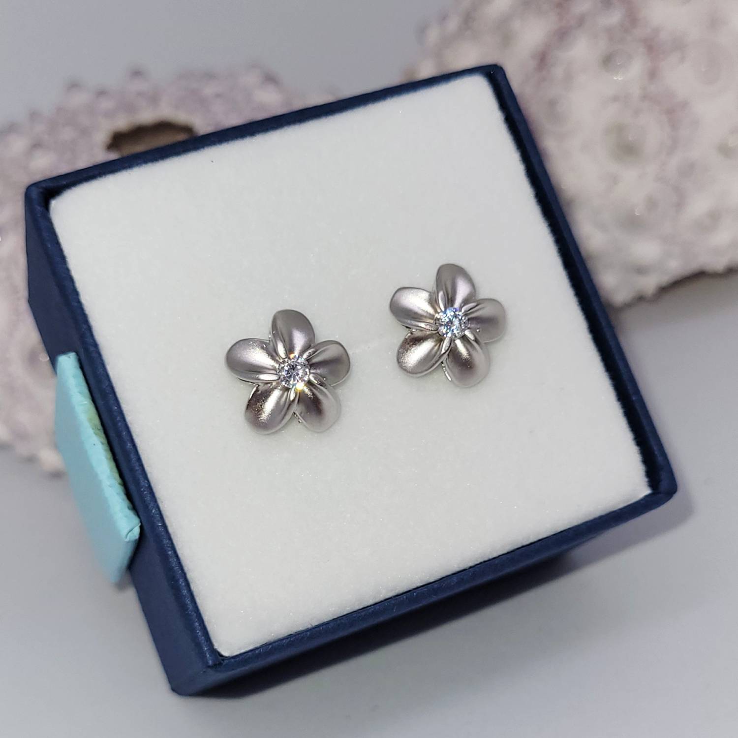 Boucles d'oreilles clous en argent 925 "Tiare" avec Zircons – Image 2