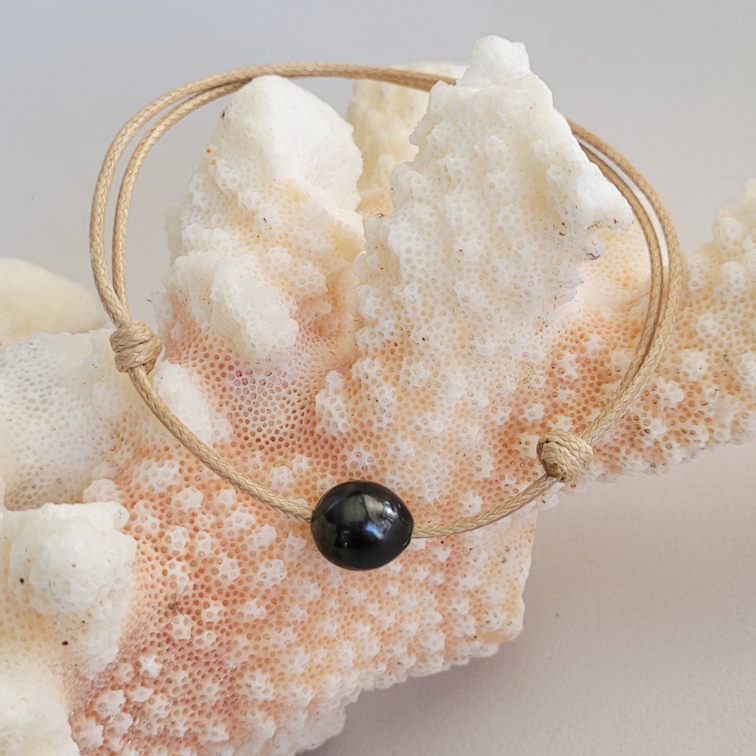 Bracelet de cheville avec perle de Tahiti