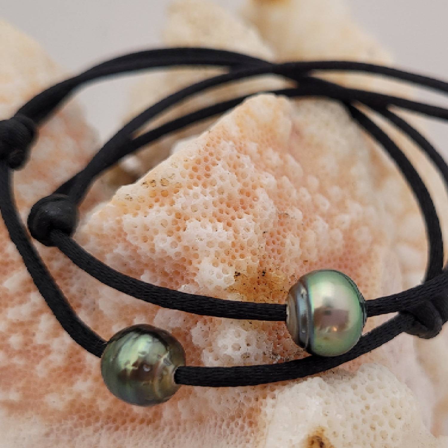 Bracelet perle de Tahiti avec nœuds coulissants – Image 4