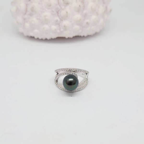 Bague Argent Coeur Avec Perle De Tahiti - Taille 51, Occasion, Argent Sterling