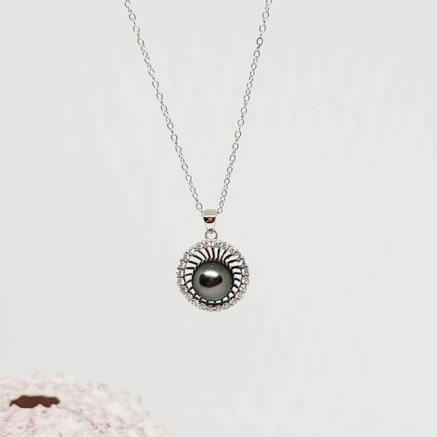 Collier en argent 925 demi-sphère avec perle de Tahiti – Image 11