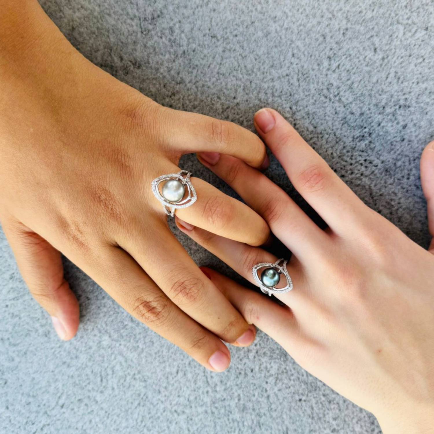 Bague argent 925 oeil de Zircons et perle de Tahiti – Image 10