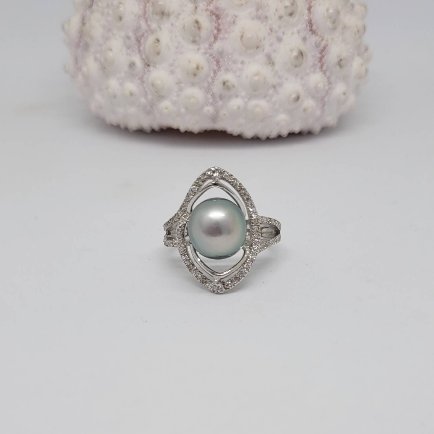 Bague argent 925 oeil de Zircons et perle de Tahiti – Image 3