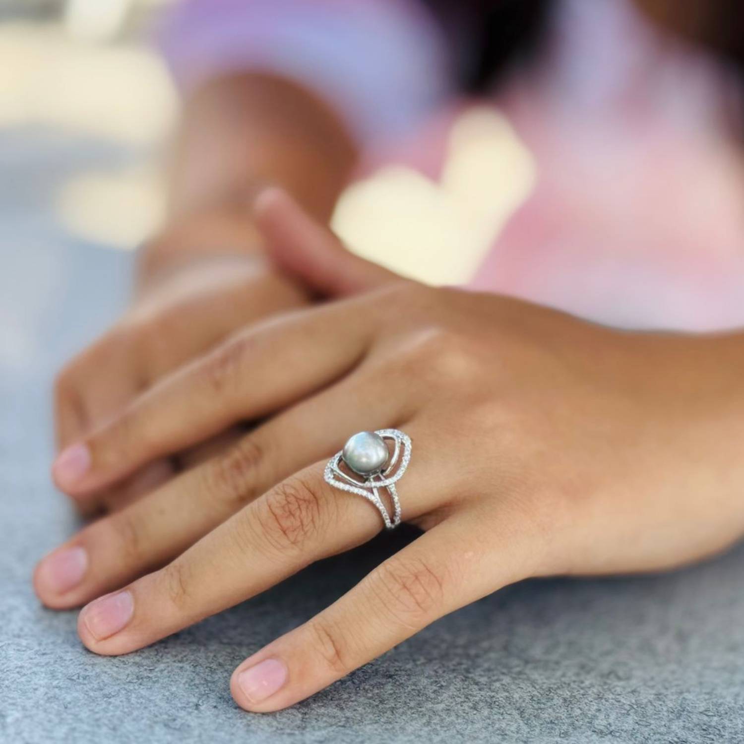 Bague argent 925 oeil de Zircons et perle de Tahiti – Image 13