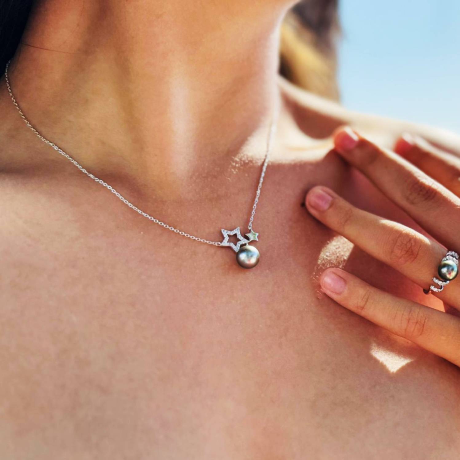Collier "étoiles célestes" avec perle de Tahiti – Image 6