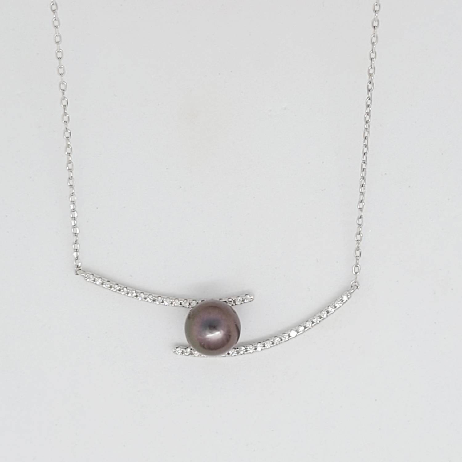 Collier "Coup d'éclats" avec perle de Tahiti aubergine – Image 4