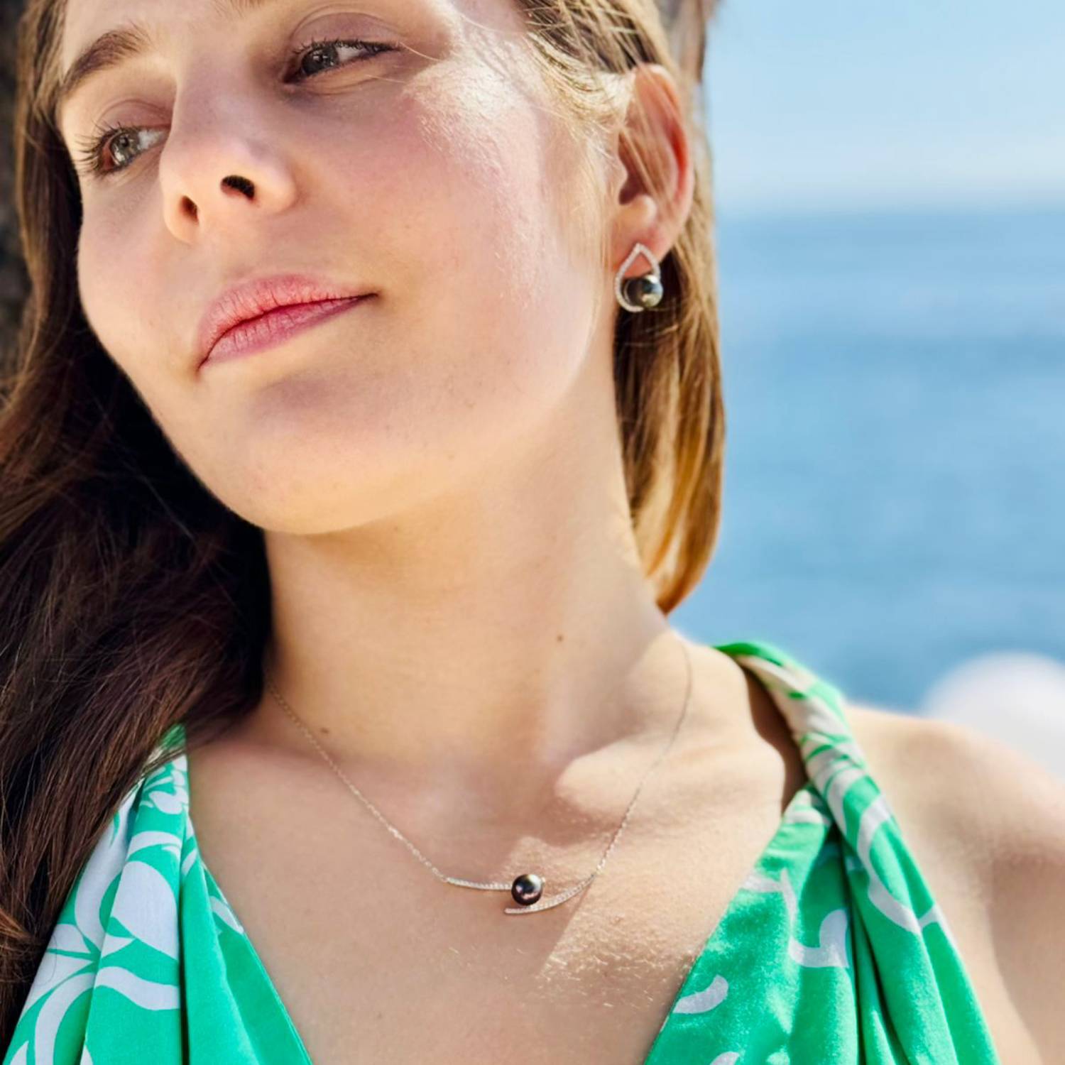 Collier "Coup d'éclats" avec perle de Tahiti aubergine – Image 5