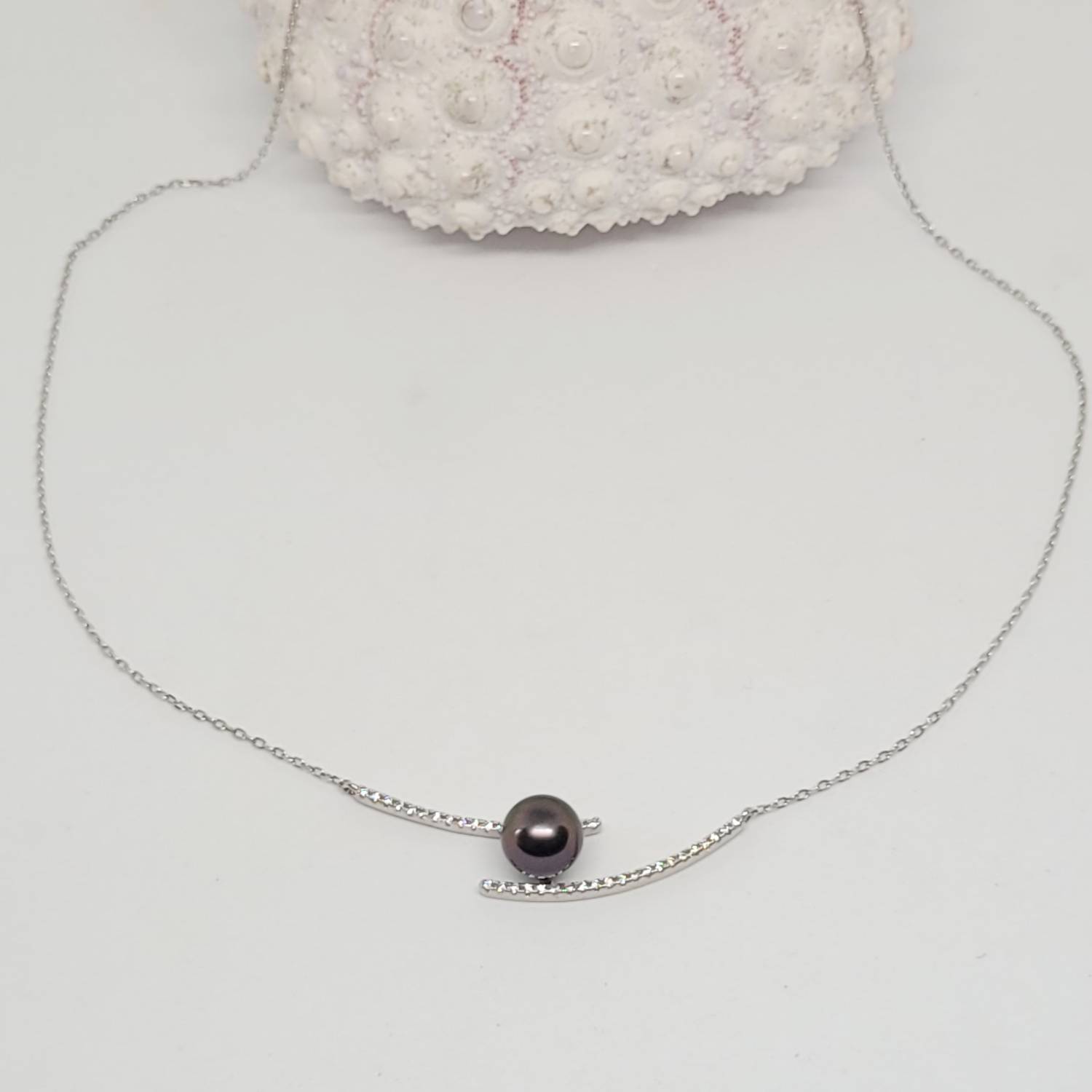 Collier "Coup d'éclats" avec perle de Tahiti aubergine – Image 6