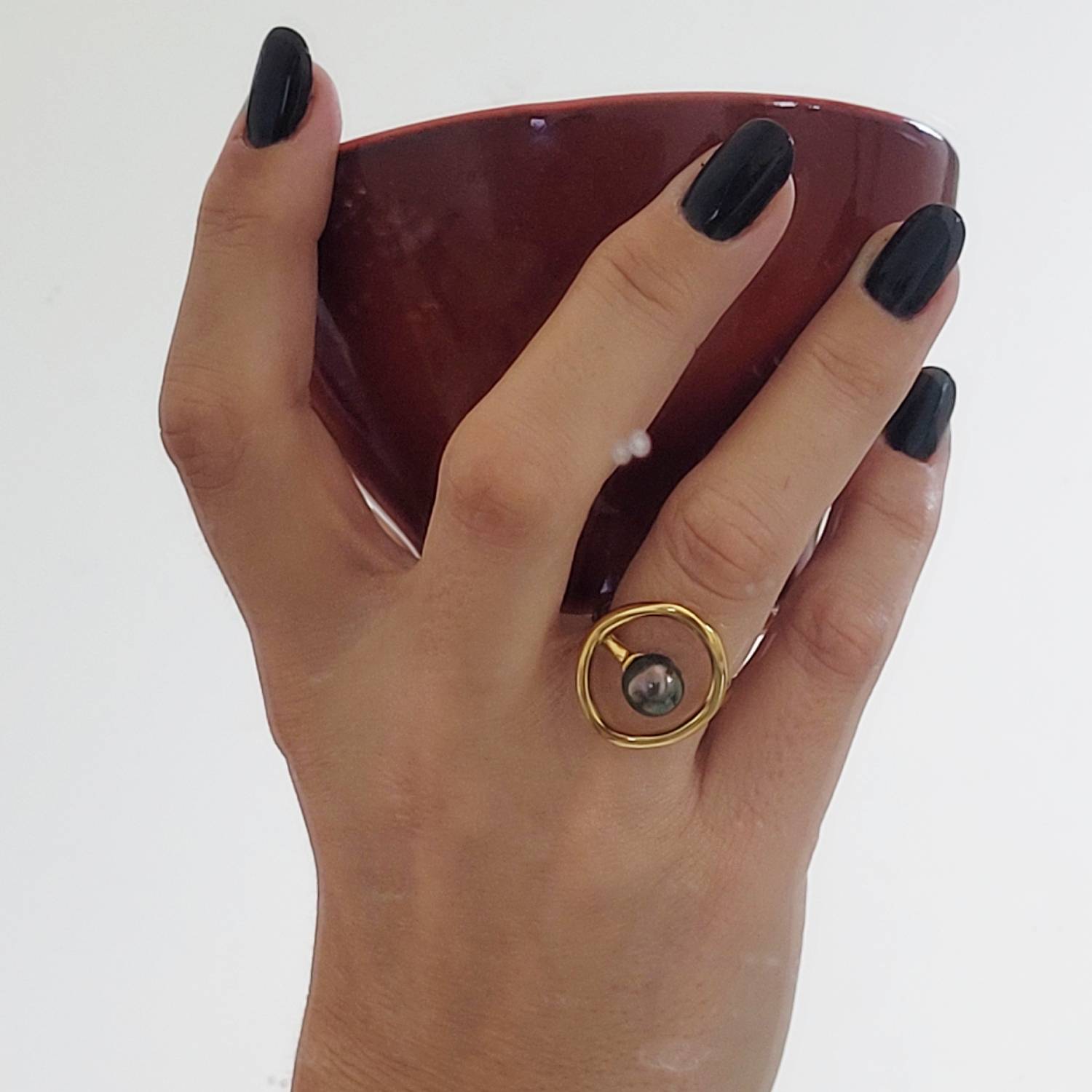 Bague perle de Tahiti semi-ronde – Image 2