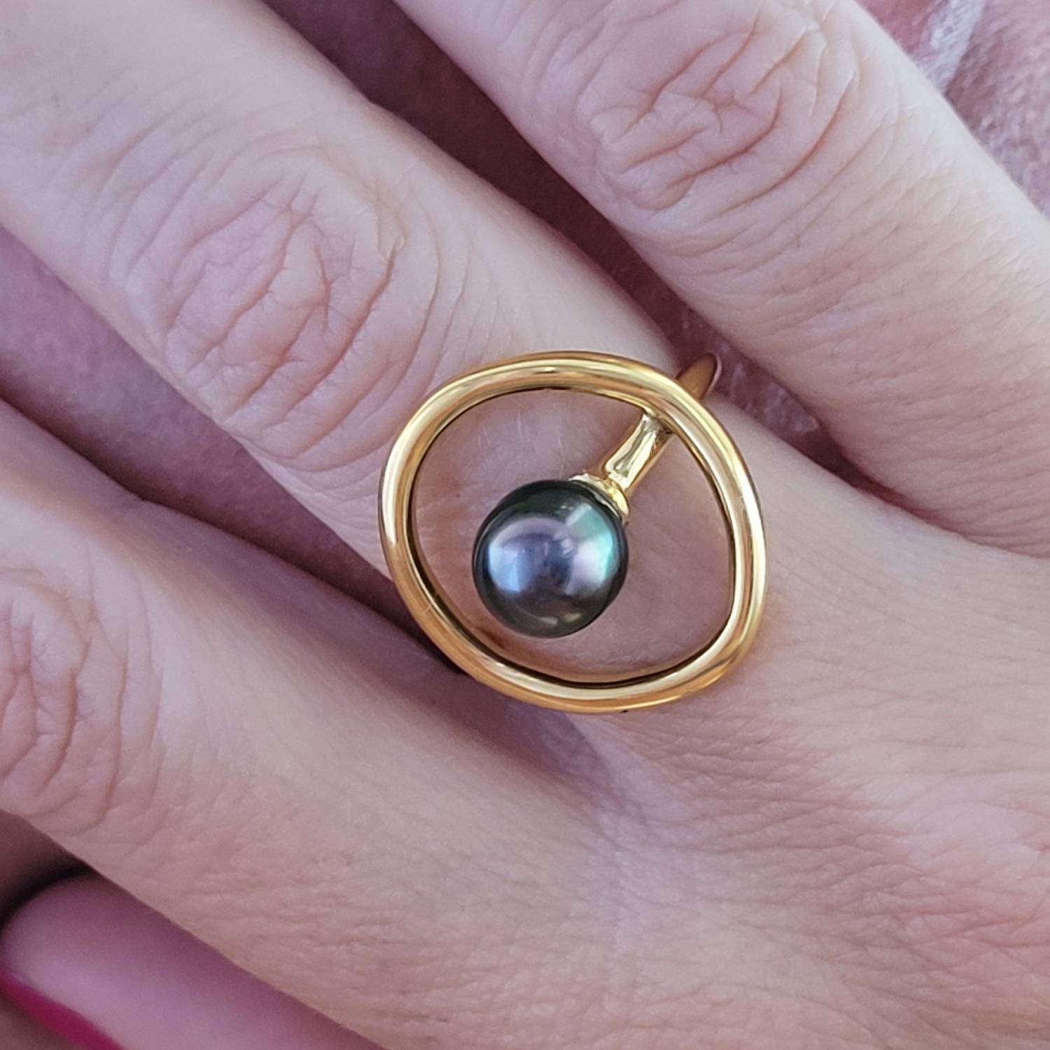 Bague perle de Tahiti semi-ronde – Image 3