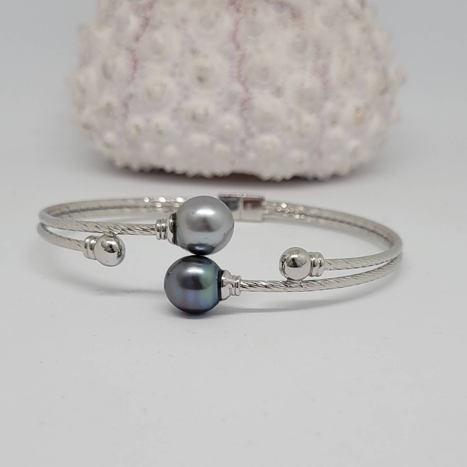 Bracelet Jonc en Argent 925 et Perles de Tahiti - Élégance et Raffinement – Image 15