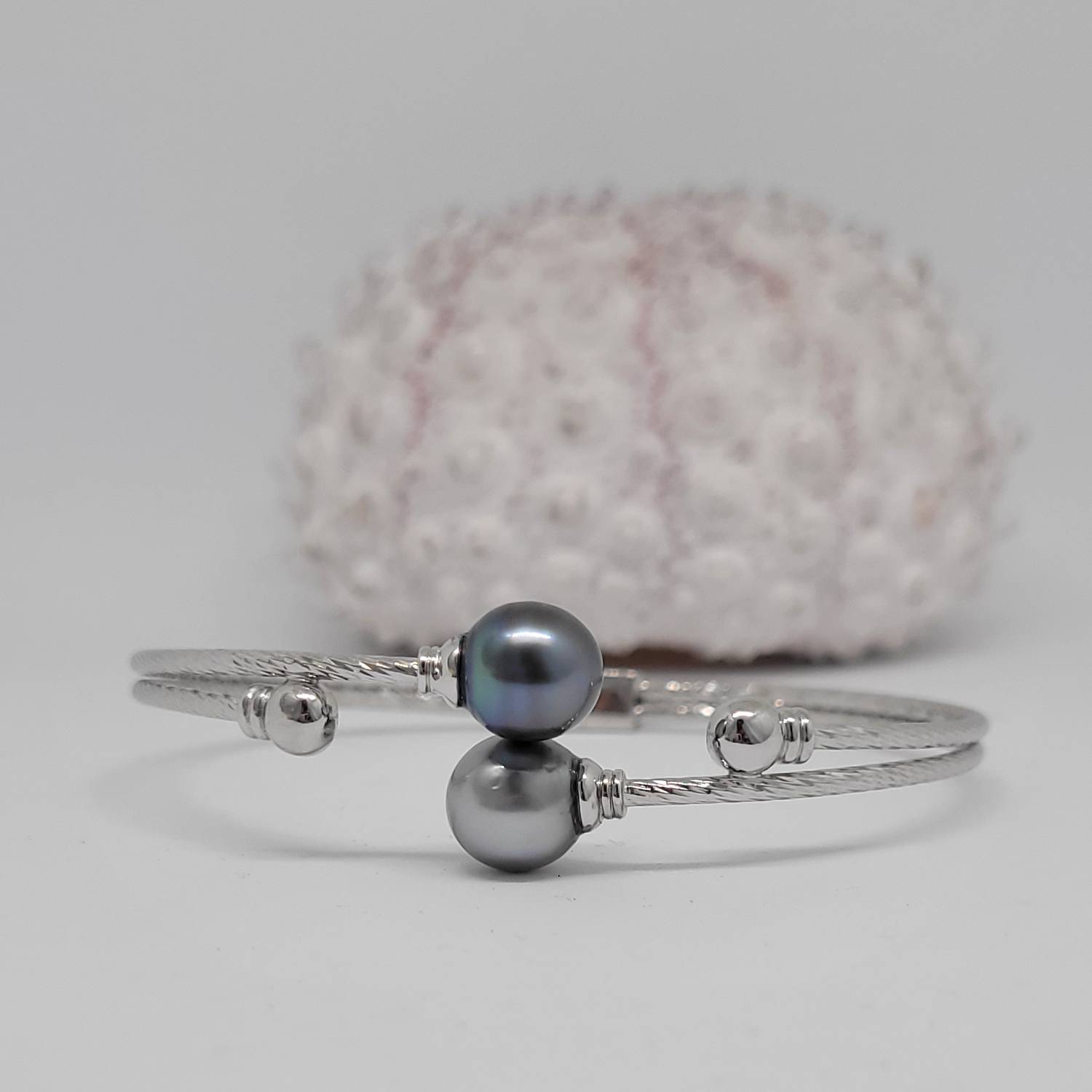 bracelet jonc argent 2 perles
