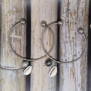 Bracelet jonc ouvert avec perle de Tahiti