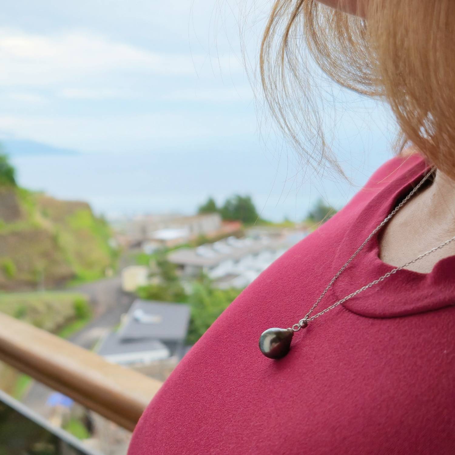 Collier ajustable en argent avec perle de Tahiti – Image 9
