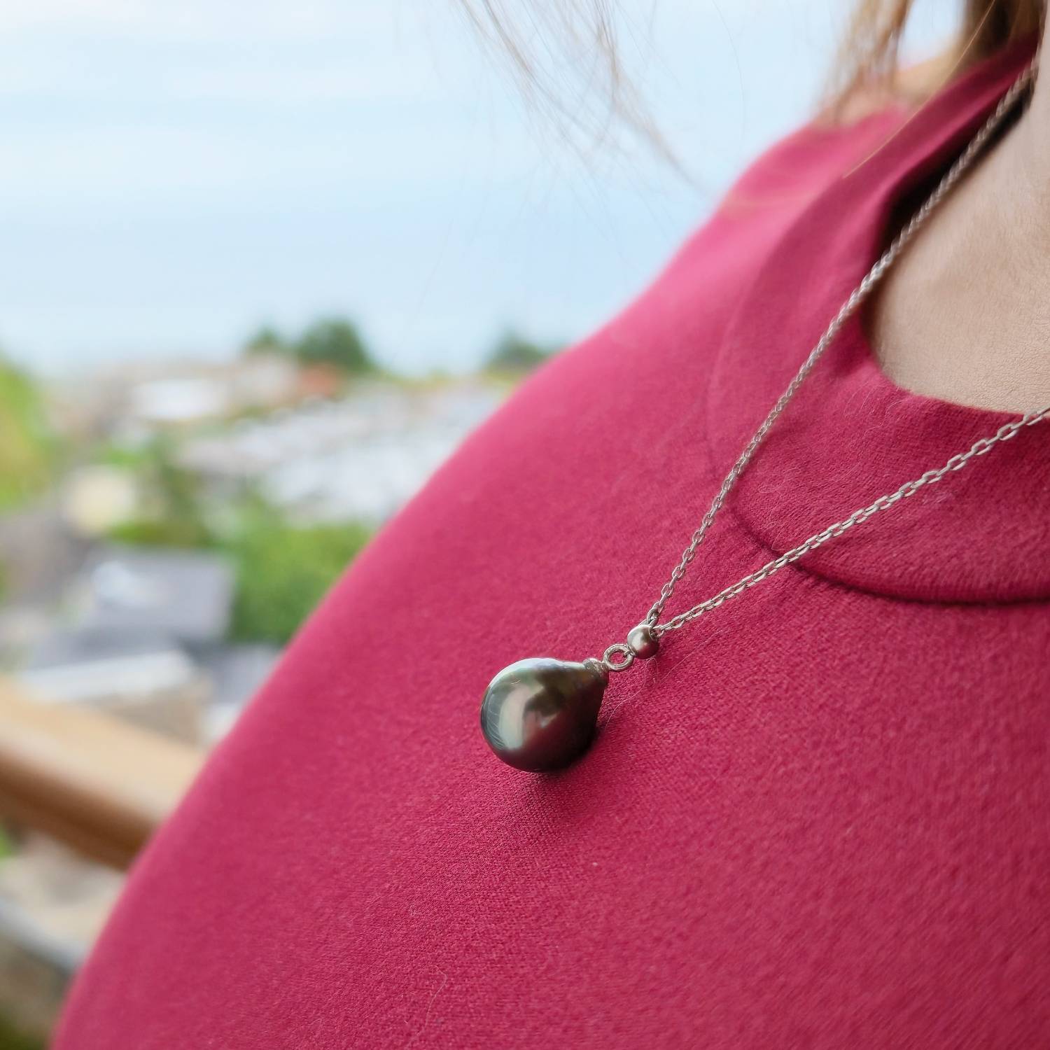 Collier ajustable en argent avec perle de Tahiti – Image 13