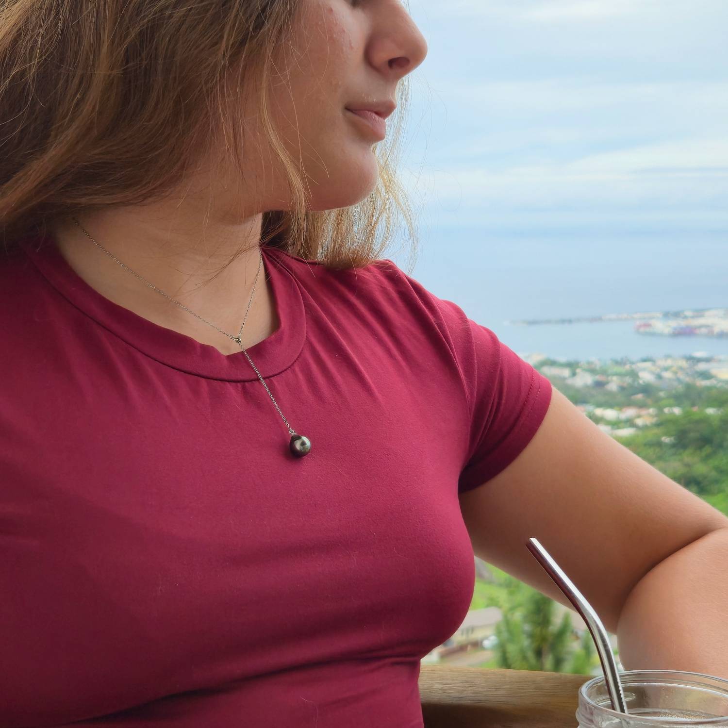 Collier ajustable en argent avec perle de Tahiti – Image 6